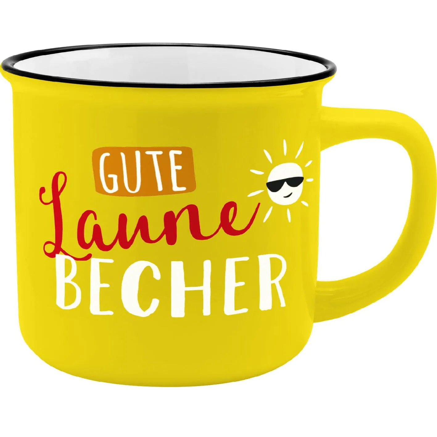 Becher Emaille-Optik, Gute Laune Becher, 350 ml