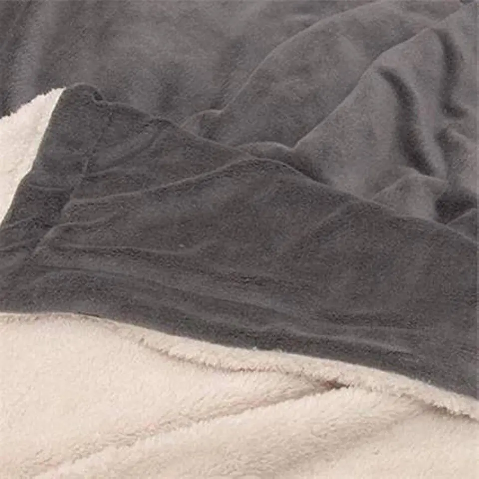 Unique Living - Lars coral fleece/suede plaid 150x200cm dark grey