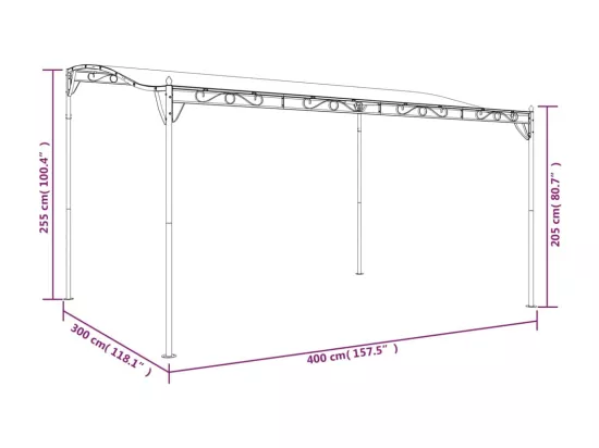 Auvent anthracite 4x3 m 180 g/m² tissu et acier
