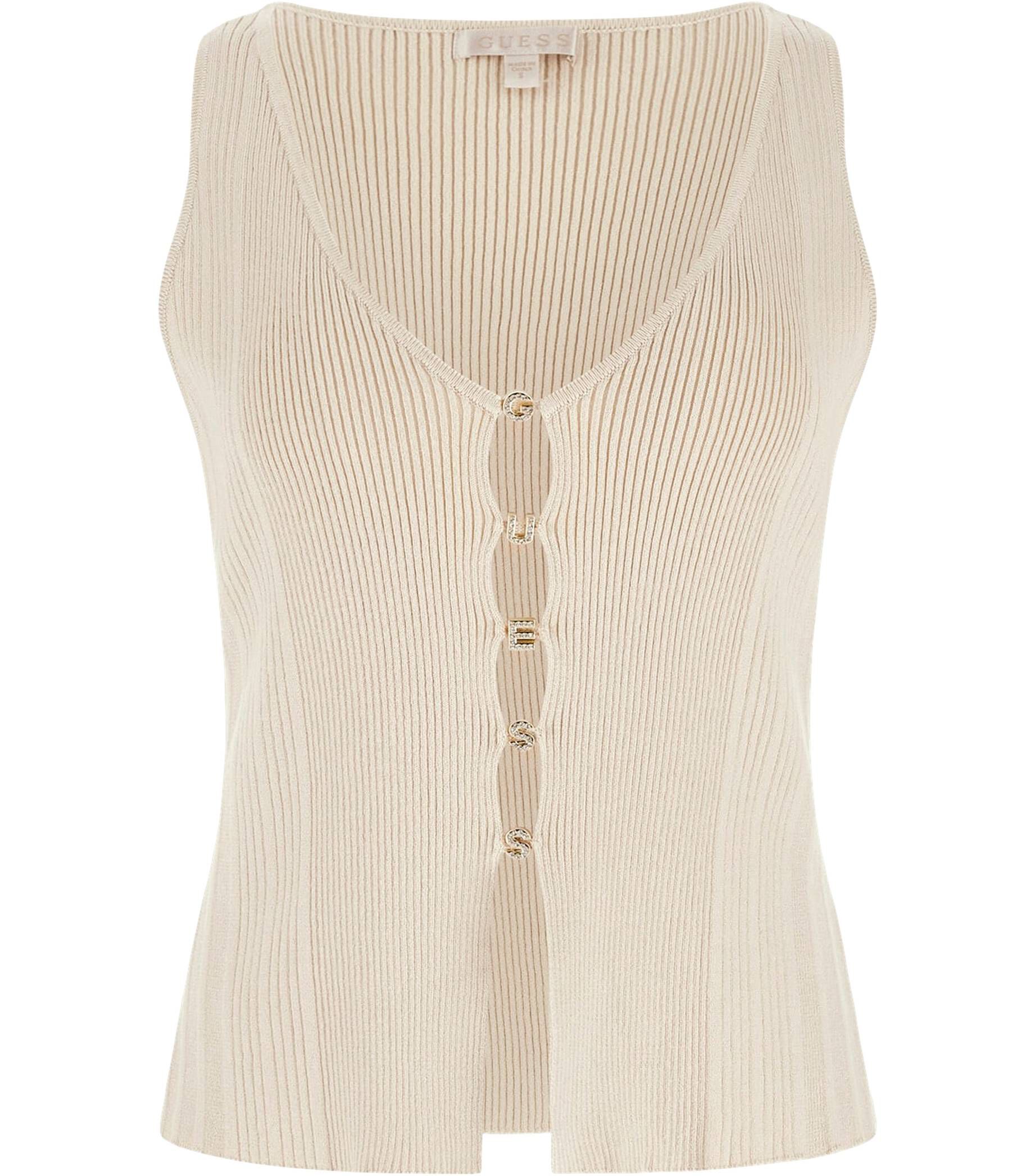 Guess| Damen Stricktop mit Logo-Schmuckknöpfen