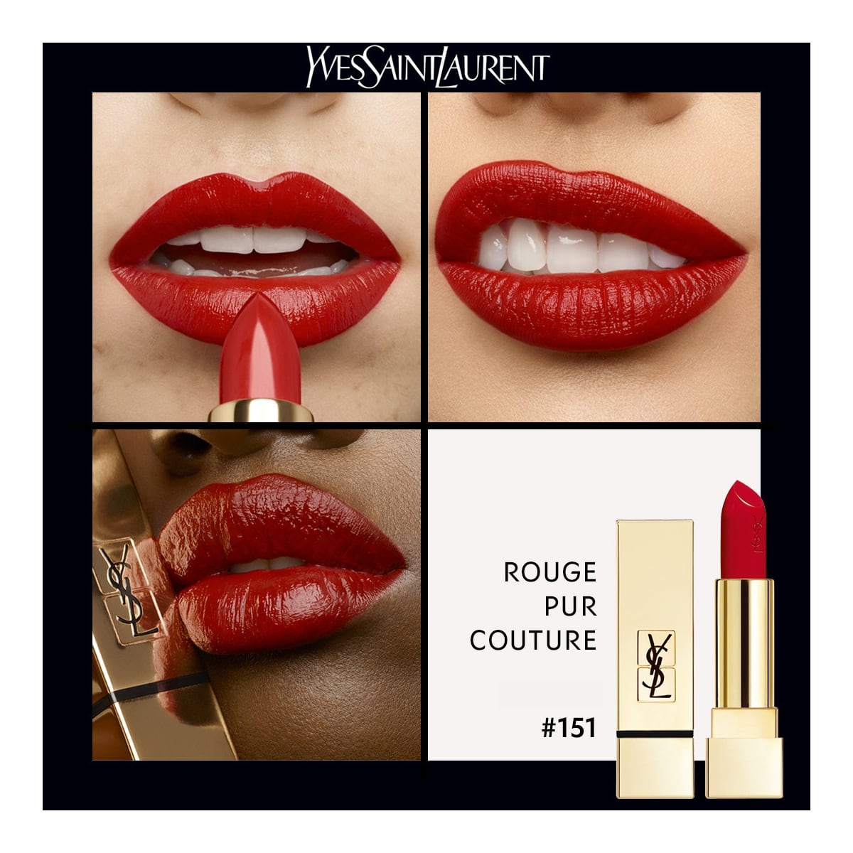 YVES SAINT LAURENT Rouge Pur Couture Rouge à Lèvres Satiné Longue Tenue et Confort