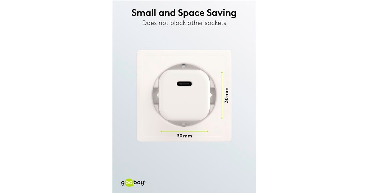 goobayLightning/USB-C PD oplaad set Nano (20 W)   (Wit, 1 meter)