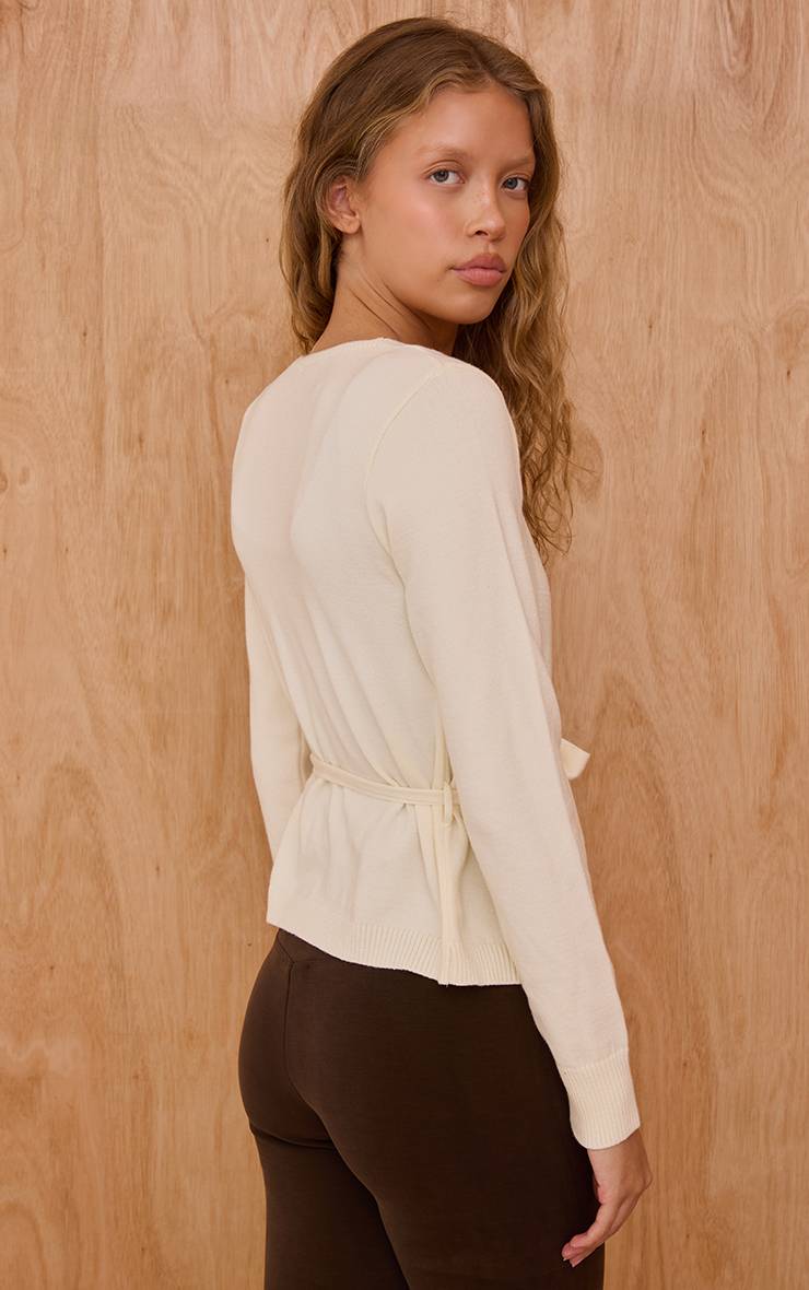 Crème Cardigan Enveloppant Tricoté Pilates