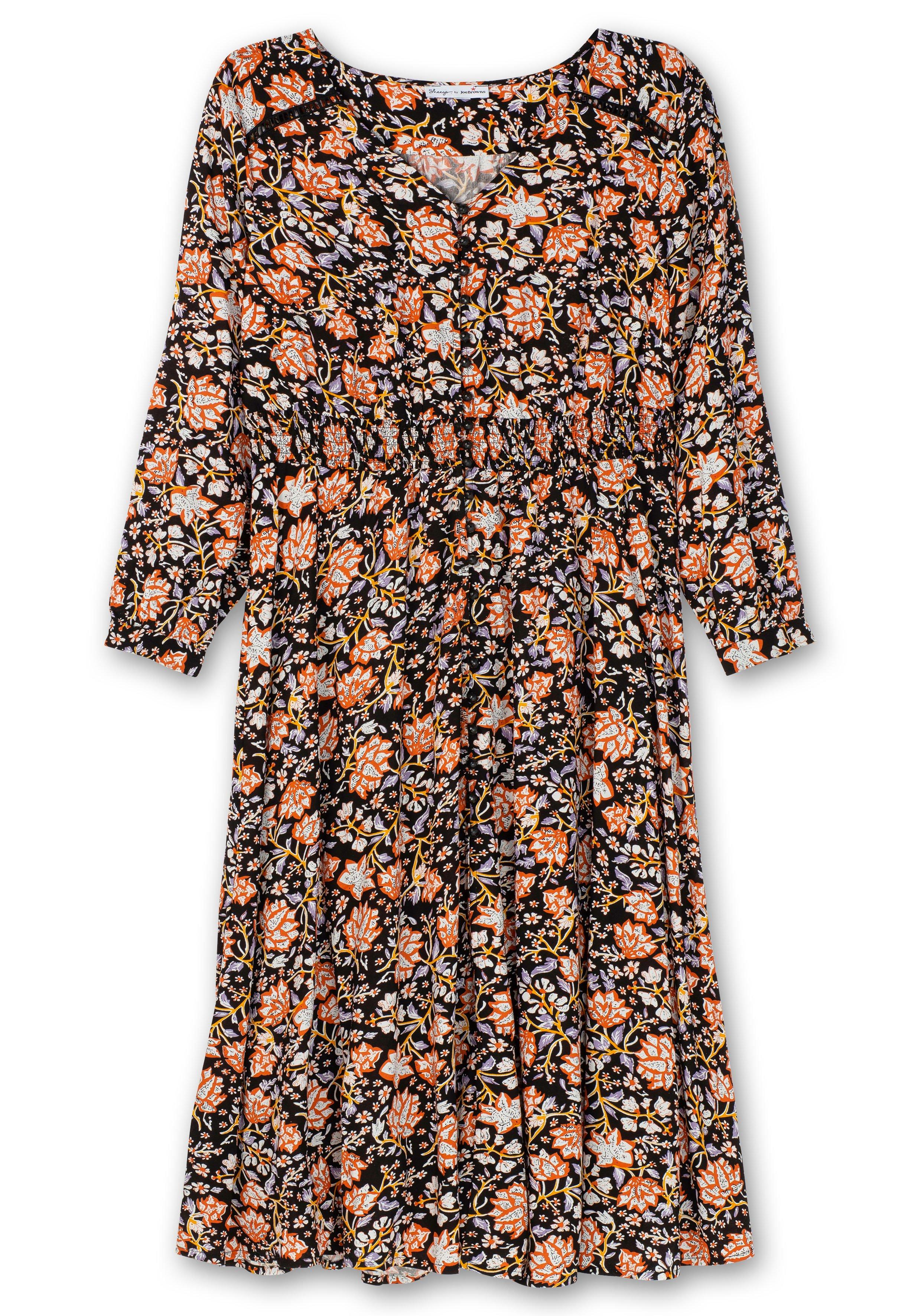 Maxikleid mit Blumenprint und gesmokter Taille