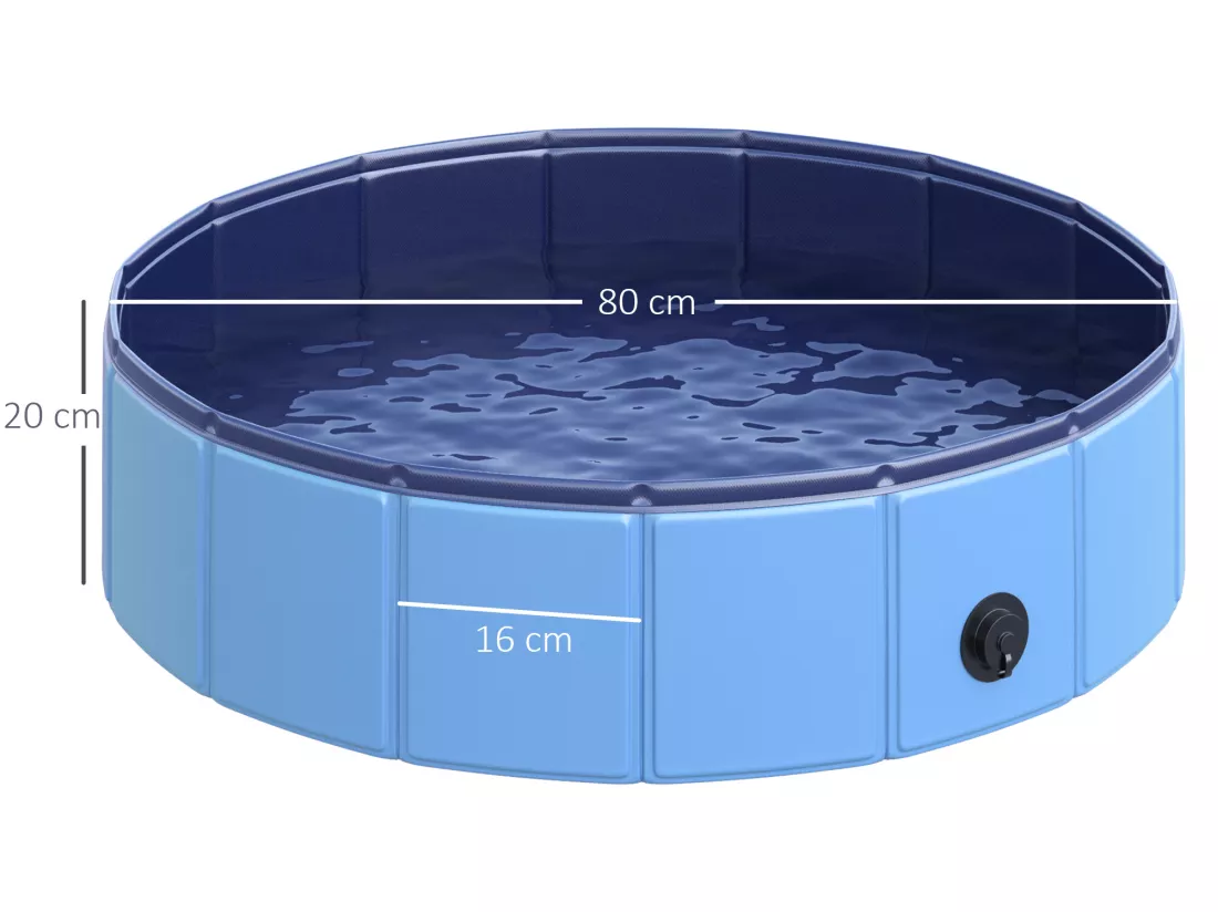 Piscine pour chien bassin PVC pliable anti-glissant facile à nettoyer diamètre 80 hauteur 20 cm bleu
