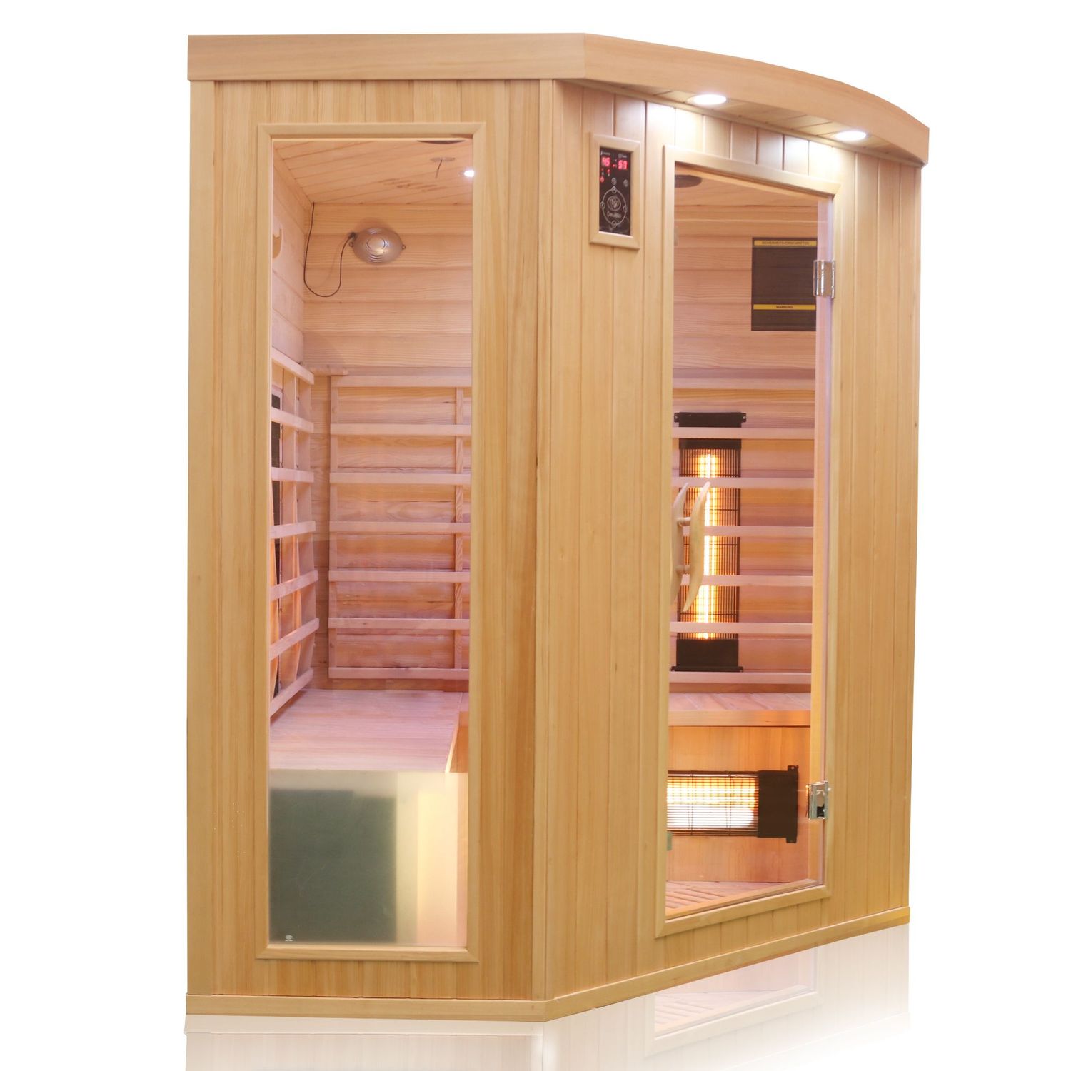 Dewello® Infrarotkabine Infrarotsauna HALEY 160cm x 160cm inkl. 8 Vollspektrumstrahler, Bodenstrahler, Radio, Farblicht