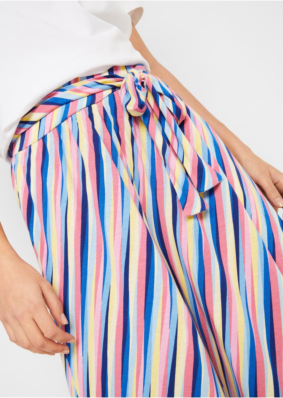 Pantalon palazzo large en jersey avec taille confortable, rayé