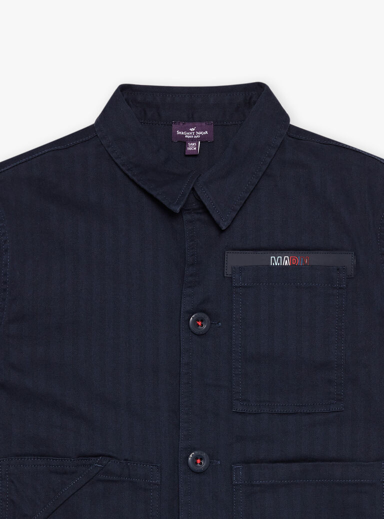 Veste bleu marine à rayures ton sur ton