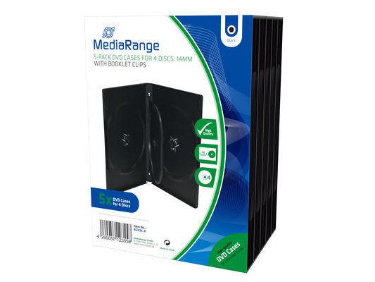 MediaRange Hülle DVD 4 Disc 4er-DVD-Box, 5 Stück, schwarz