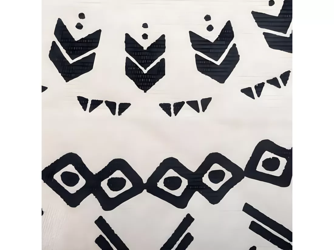 Tapis Rond Noir et Blanc en Coton D120 cm