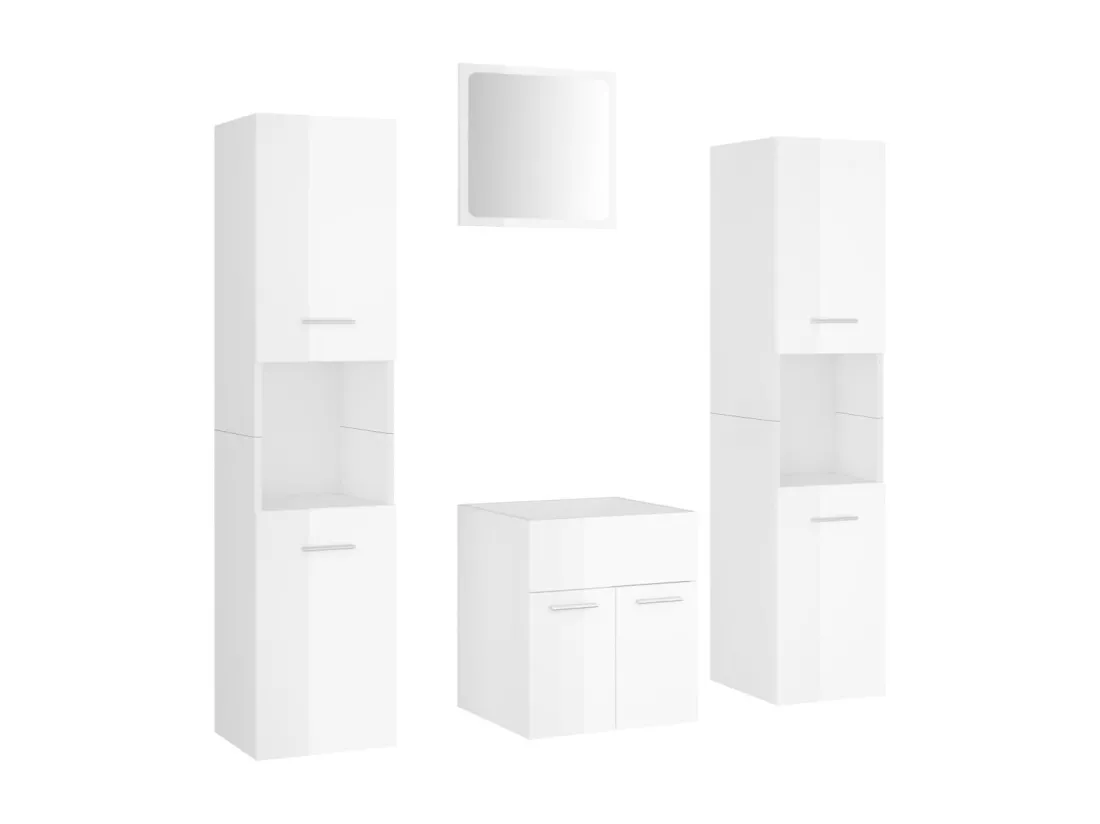Ensemble de meubles de salle de bain Blanc brillant Aggloméré