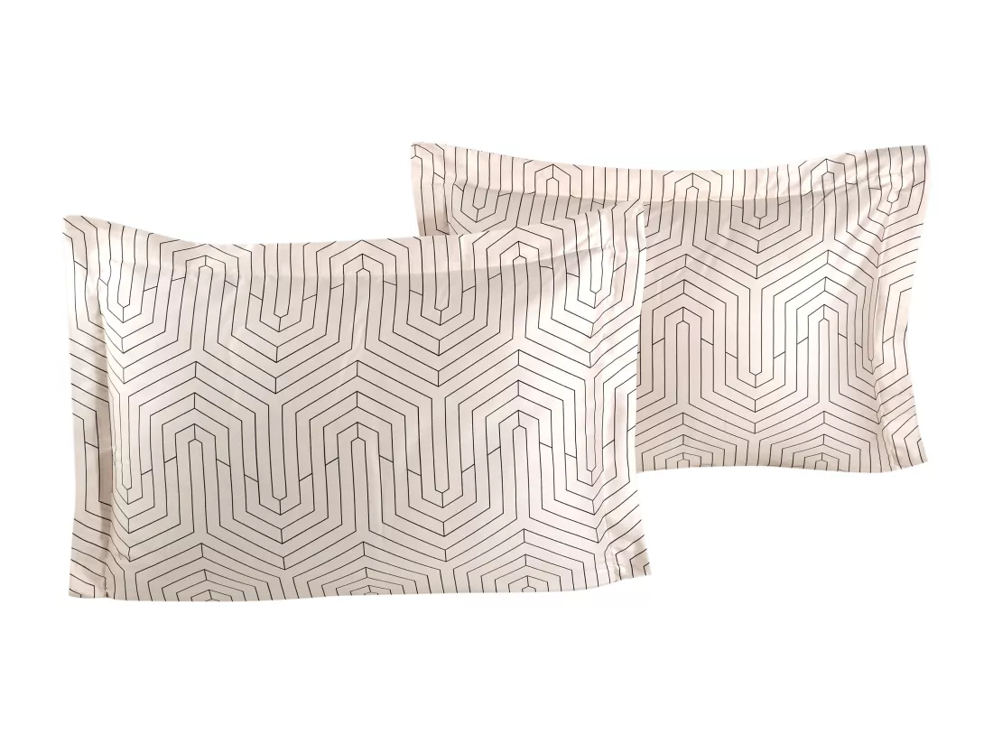 Lot de 2 Taies d'oreiller satin de coton imprimé 
