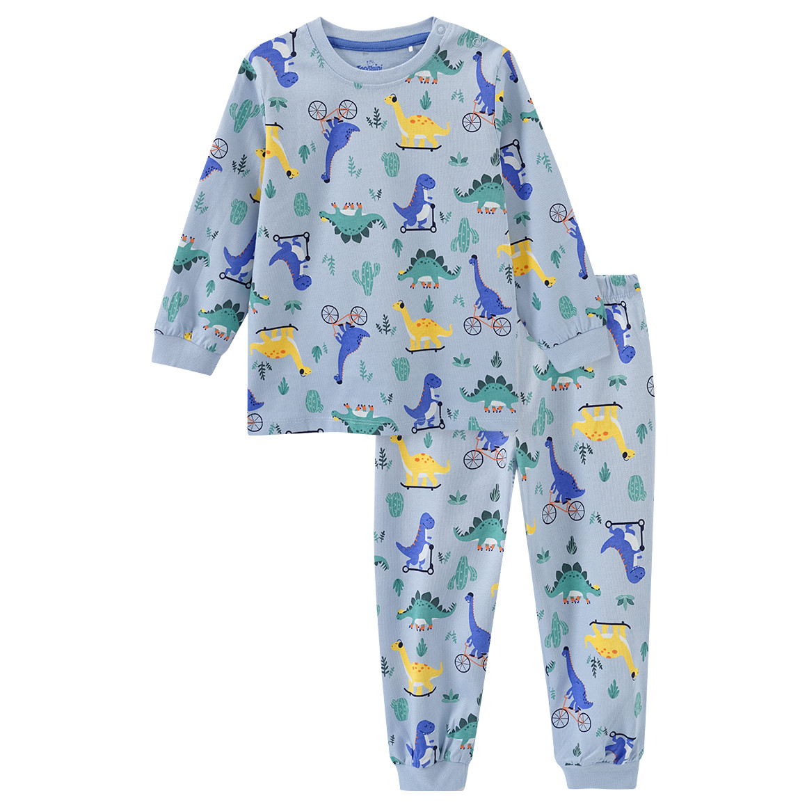 Topomini Baby Schlafanzug mit Dino-Motiven hellblau / bunt