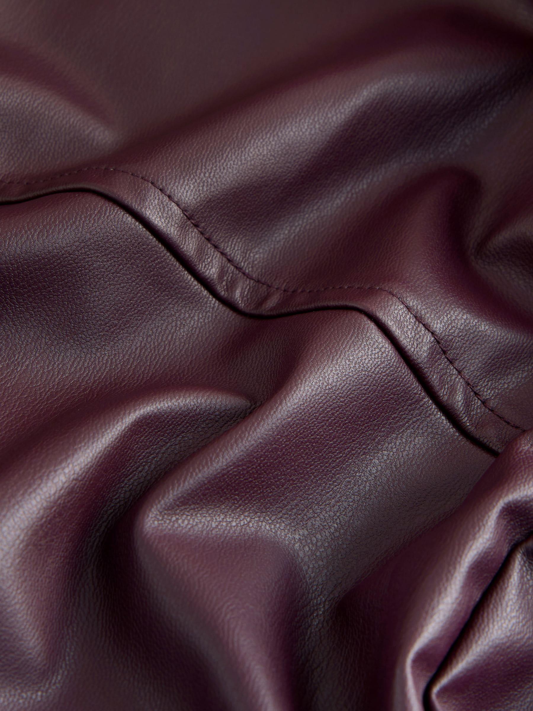 Wijnrood-paars - Faux Leather Long Sleeve Shirt
