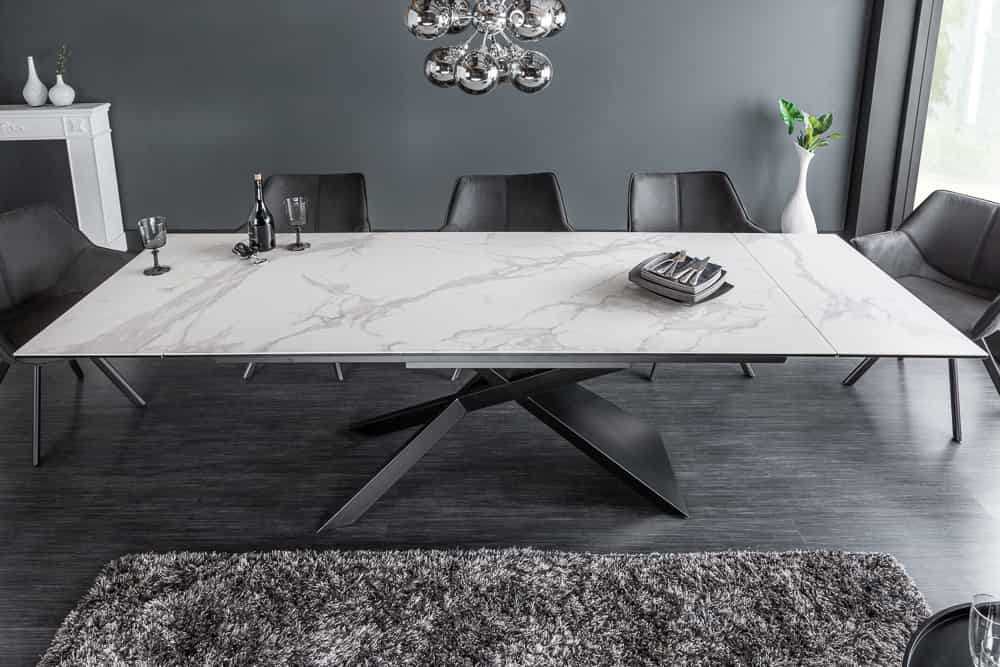 Ausziehbarer Esstisch EUPHORIA 180-220-260cm Marmor weiß Keramik made in Italy