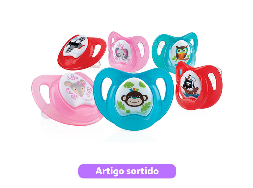 CHUPETAS ORTODÔNTICA NUBY EM SILICONE 6-36 MESES PACK 2 UNIDADES