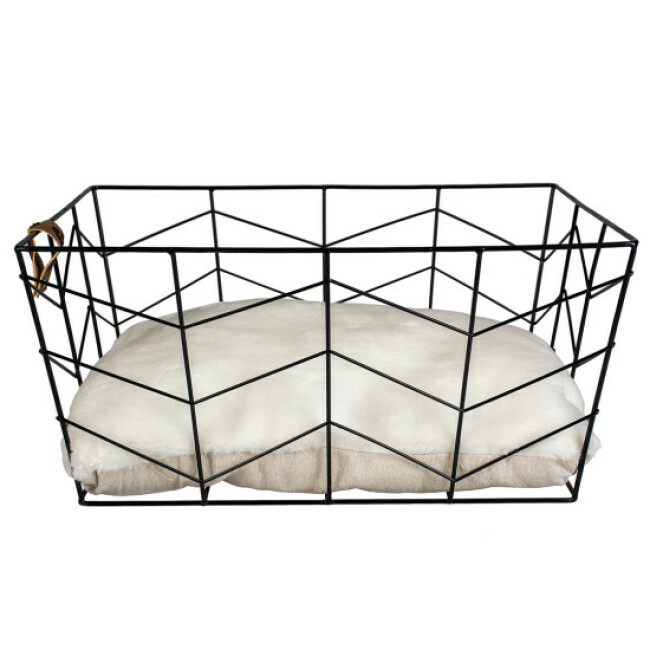 Panier pour chat et petit chien rectangulaire en métal