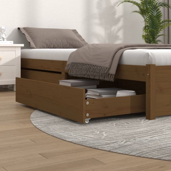 Gavetas de Cama 2 Peças Madeira de Pinho Maciça Castanho Mel - 814992