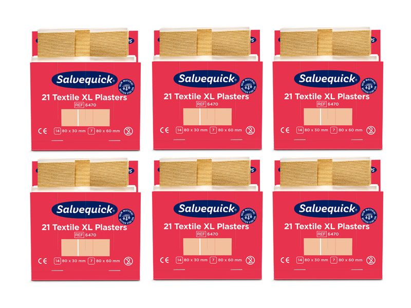 Cederroth Salvequick Pflaster Textil XL 6 x 21 Stück Pflaster in praktischem Etui
