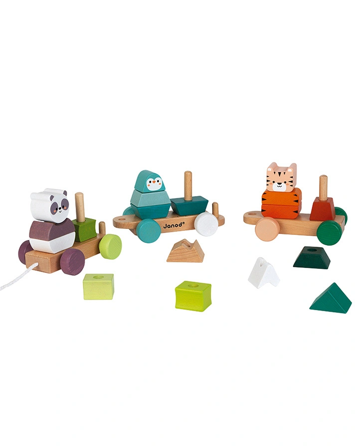 Janod-WWF® Nachziehspielzeug TIGER, PANDA & PINGUIN aus Holz