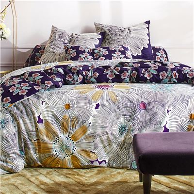 Linge de lit motifs fleurs géantes - BECQUET CRÉATION