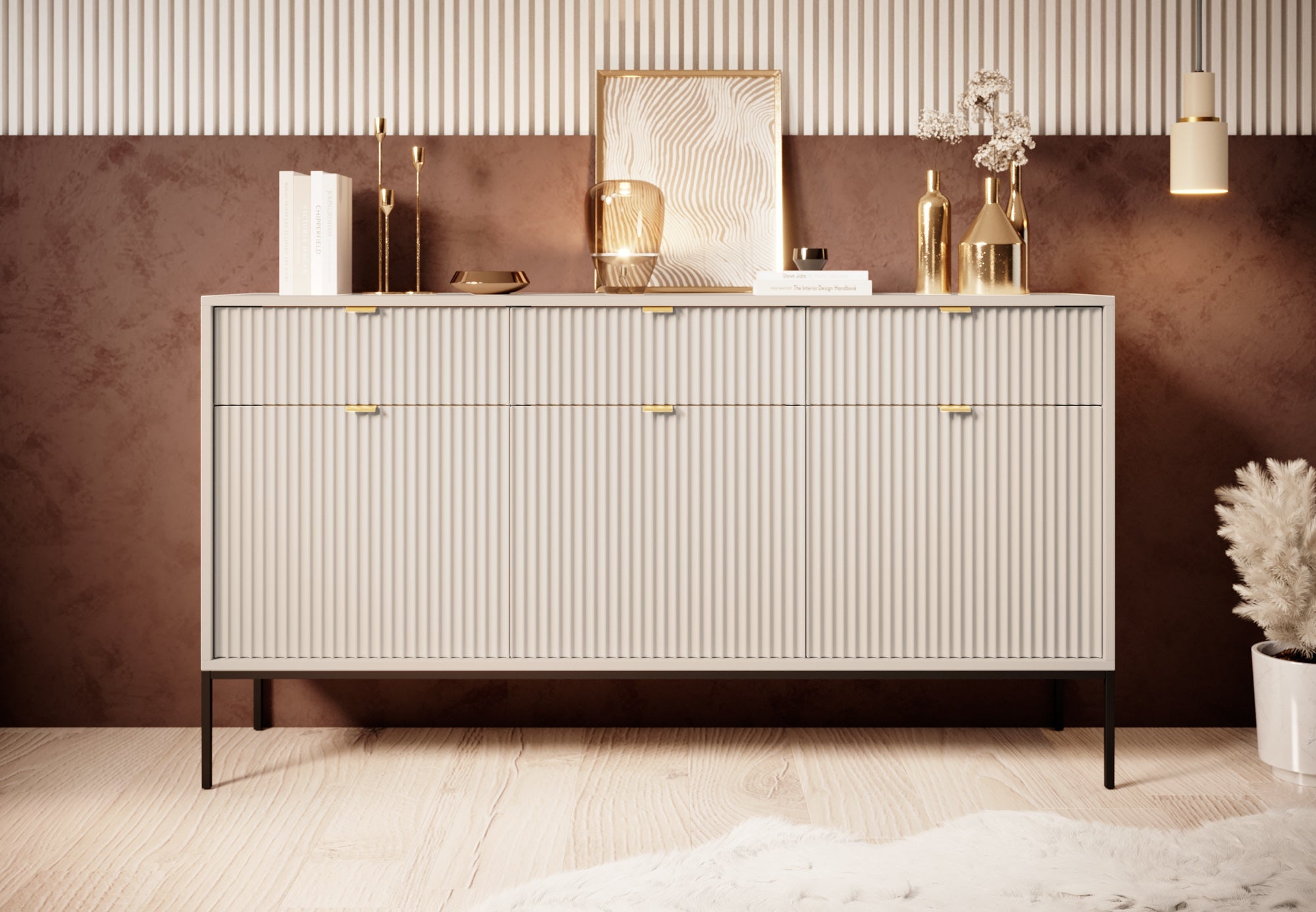 Meubella - Dressoir Navil - Beige - 154 cm