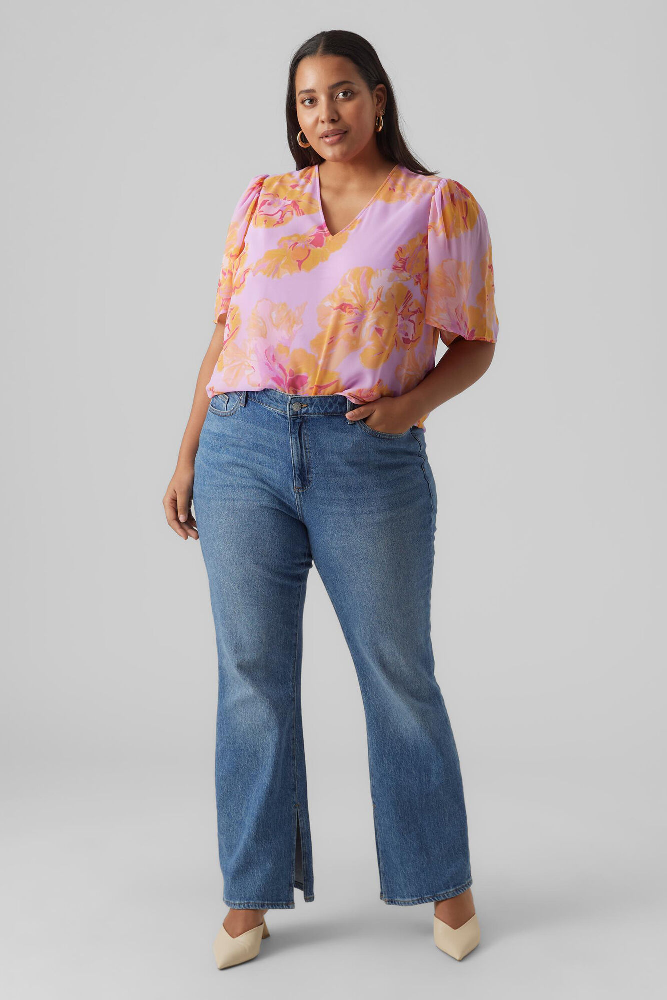Blusa Curve de manga curta - Lilás