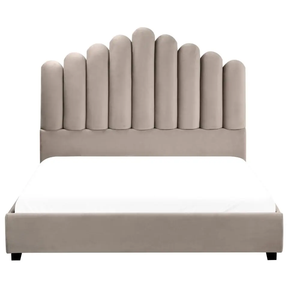 VINCENNES - Bed - Taupe - 140 x 200 cm - Fluweel