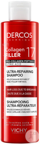 Vichy Dercos Collagen 17 Filler Shampoing Ultra-Réparateur Flacon 200ml