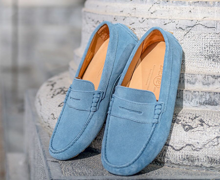 Mocassin été homme cuir Velours Bleu Ciel - FERGUSON