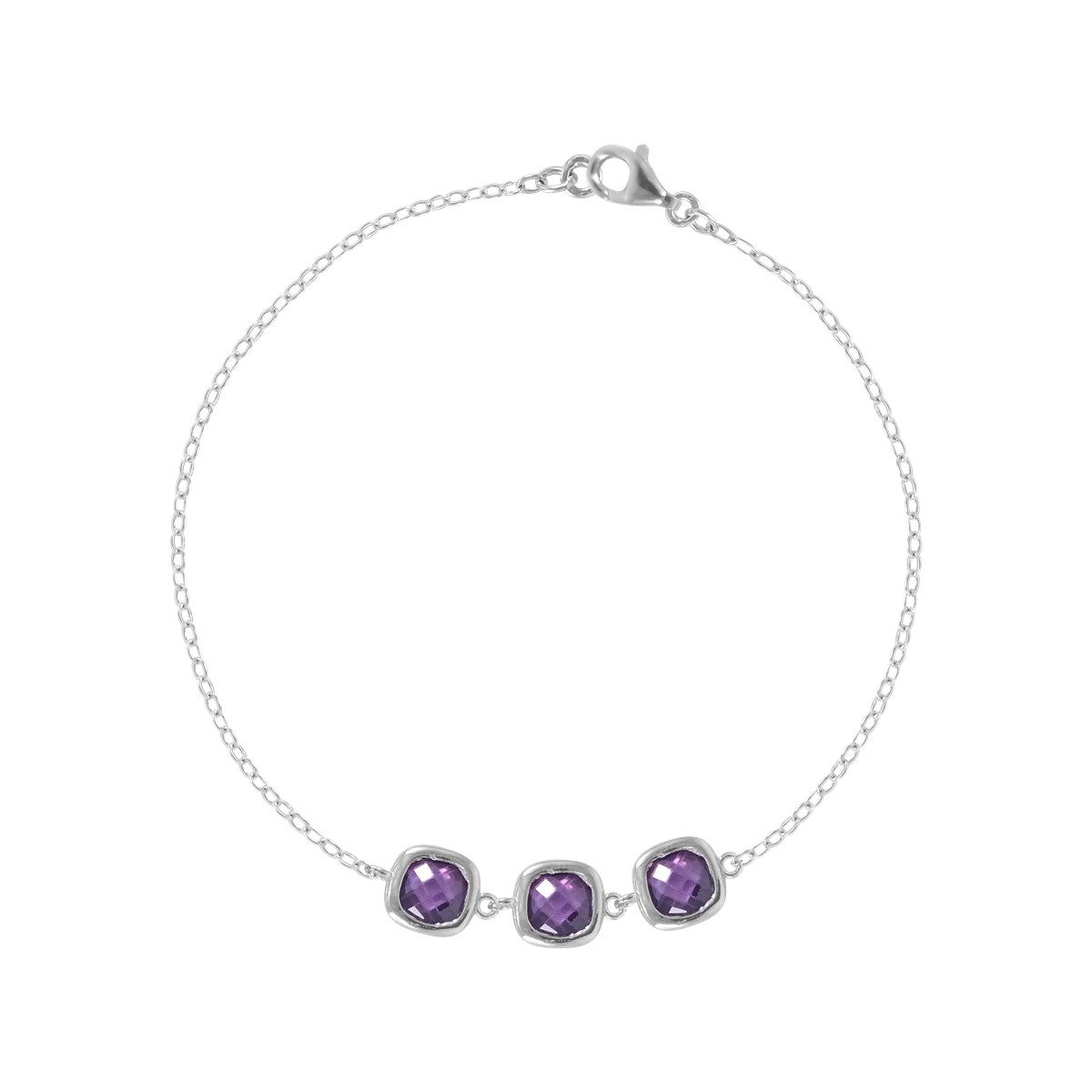Bracelet en argent 925 rhodié avec oxydes de zirconium violet
