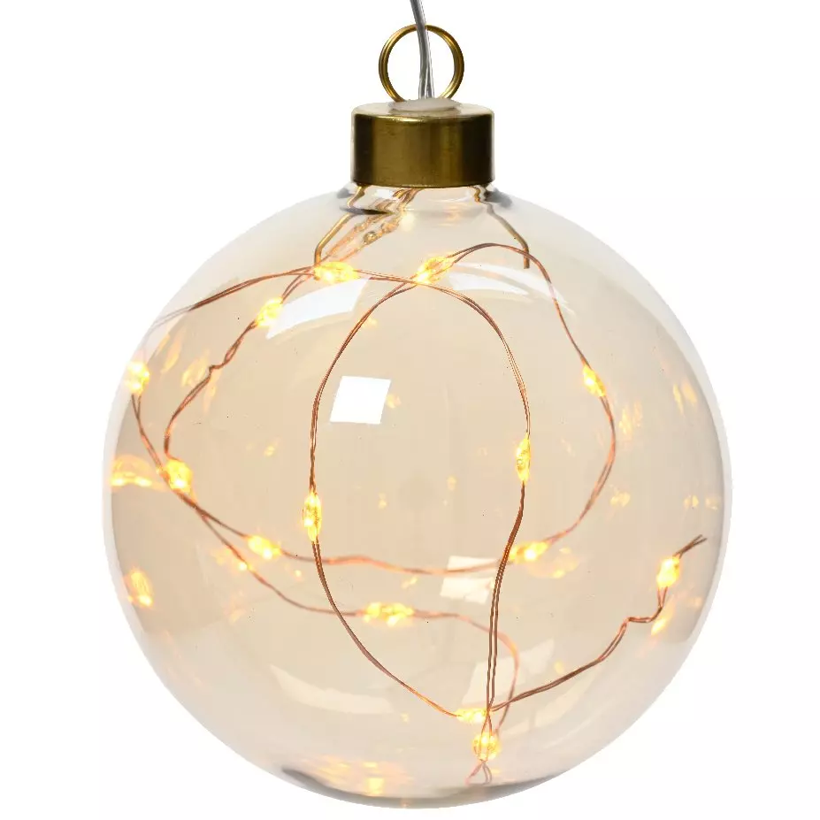 Suspension lumineuse à piles (D14 cm) Boule Blanc chaud