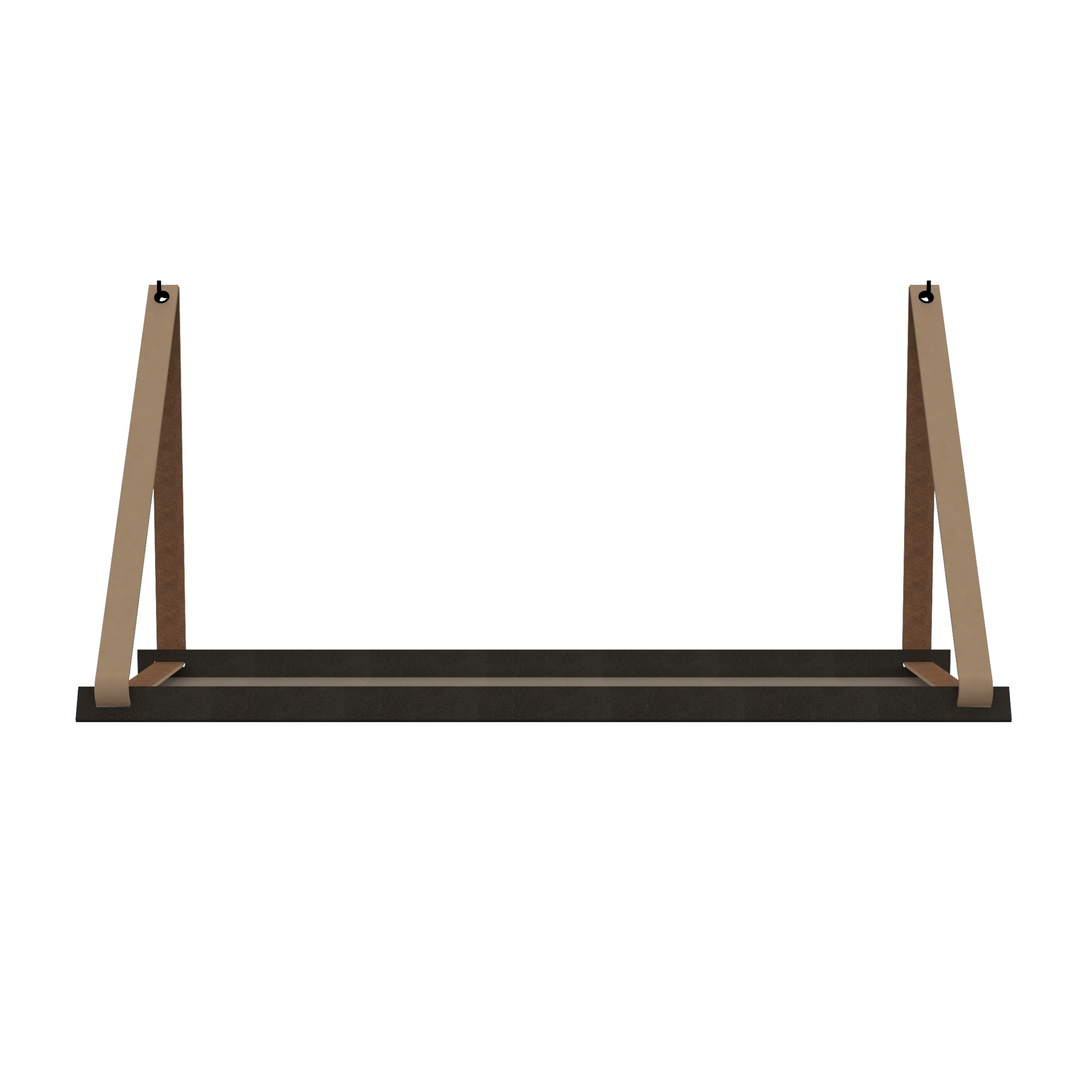 Stalen wandplank 70x20cm - incl. leren plankdragers Stalen wandplank met leren plankdragers - Taupe