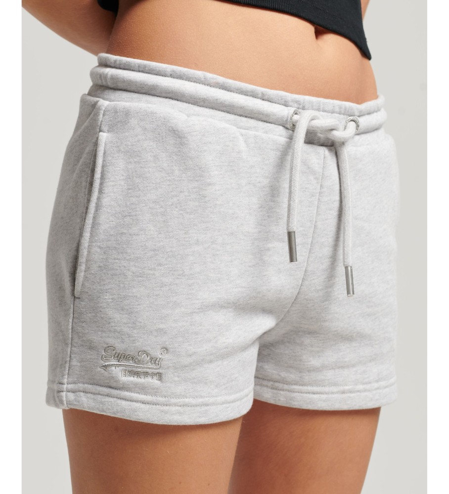Shorts de malha cinza com logo bordado vintage da Superdry