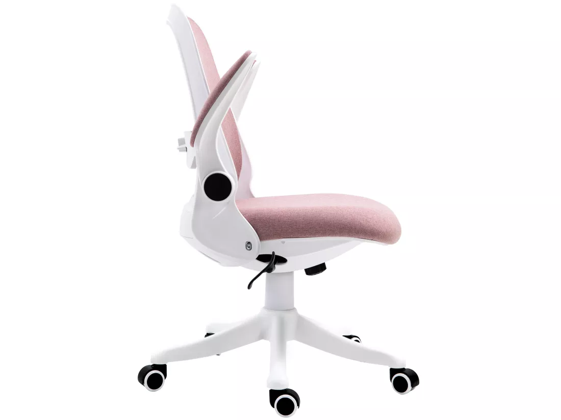 Vinsetto Chaise de bureau tissu lin hauteur réglable pivotante 360° accoudoirs relevables support lombaires réglable rose