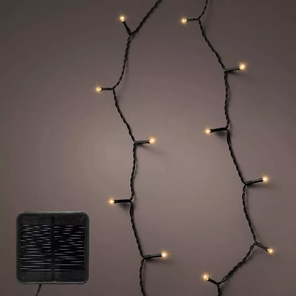 Guirlande lumineuse Solaire 9 m 120 LED câble noir Rechargeable Blanc chaud
