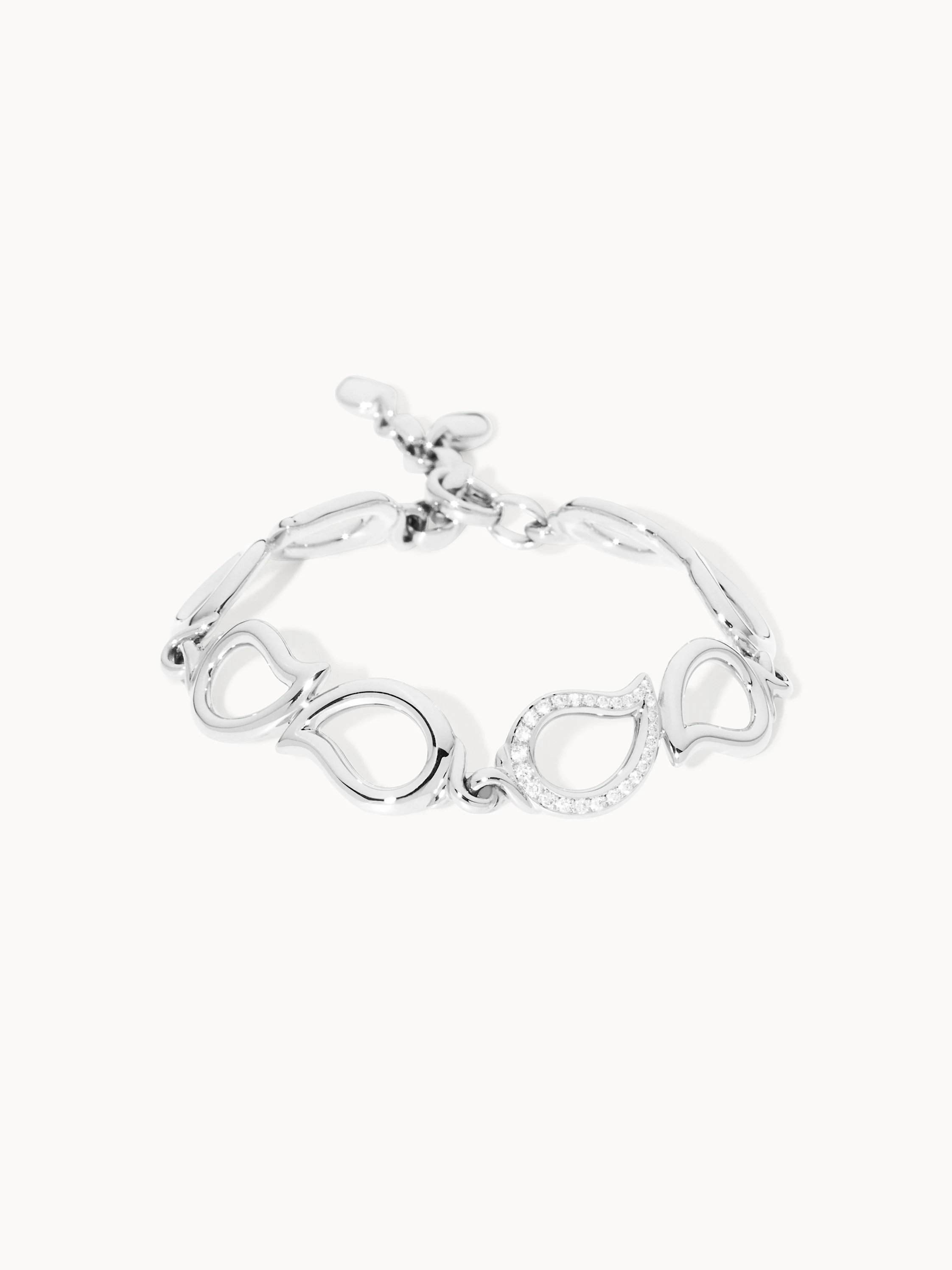 TAMARA COMOLLI Armband BRACELET SIGNATURE LARGE - 1 ELEMENT DIAMOND PAVÉ aus 18 Karat Weißgold mit Diamant Pavé
