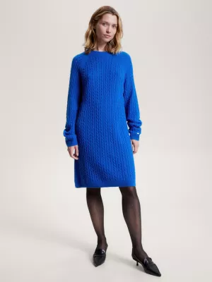 Vestido de malha de lã com tranças, estilo folgado