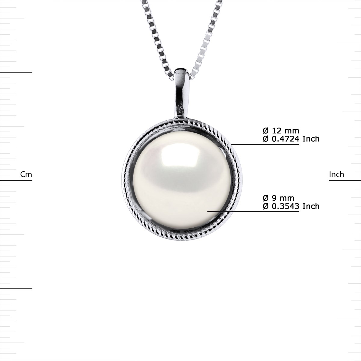 Collier AURA Perle d'Eau Douce 9-10 mm Blanche Argent 925