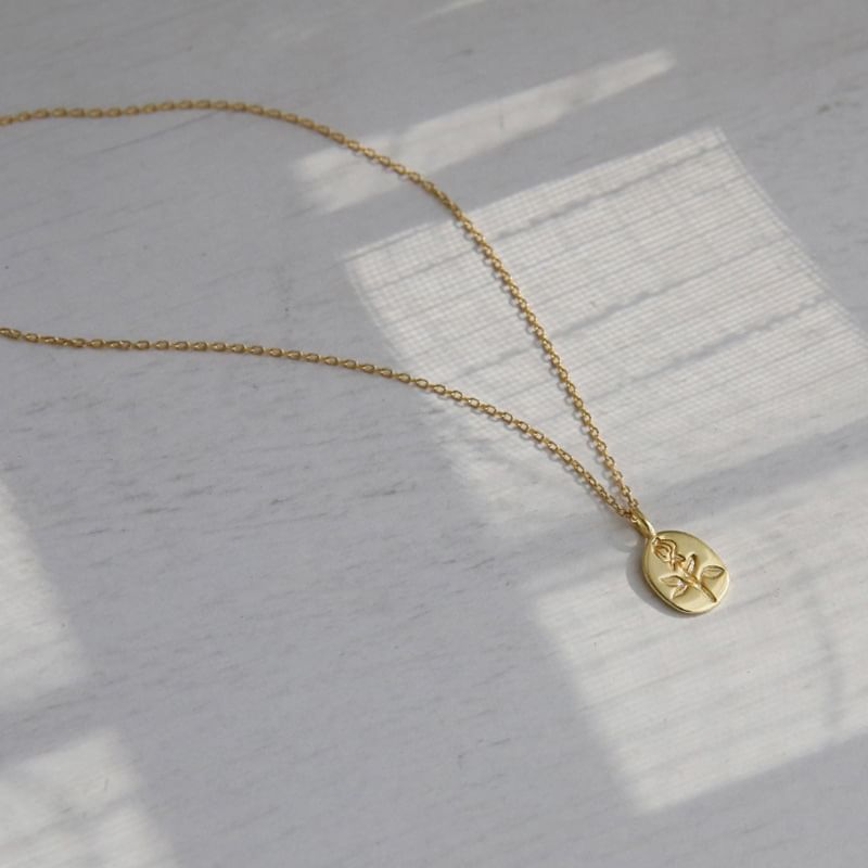Kamuel - 925 Sterling Zilveren Rozen Gegraveerde Hanger Ketting