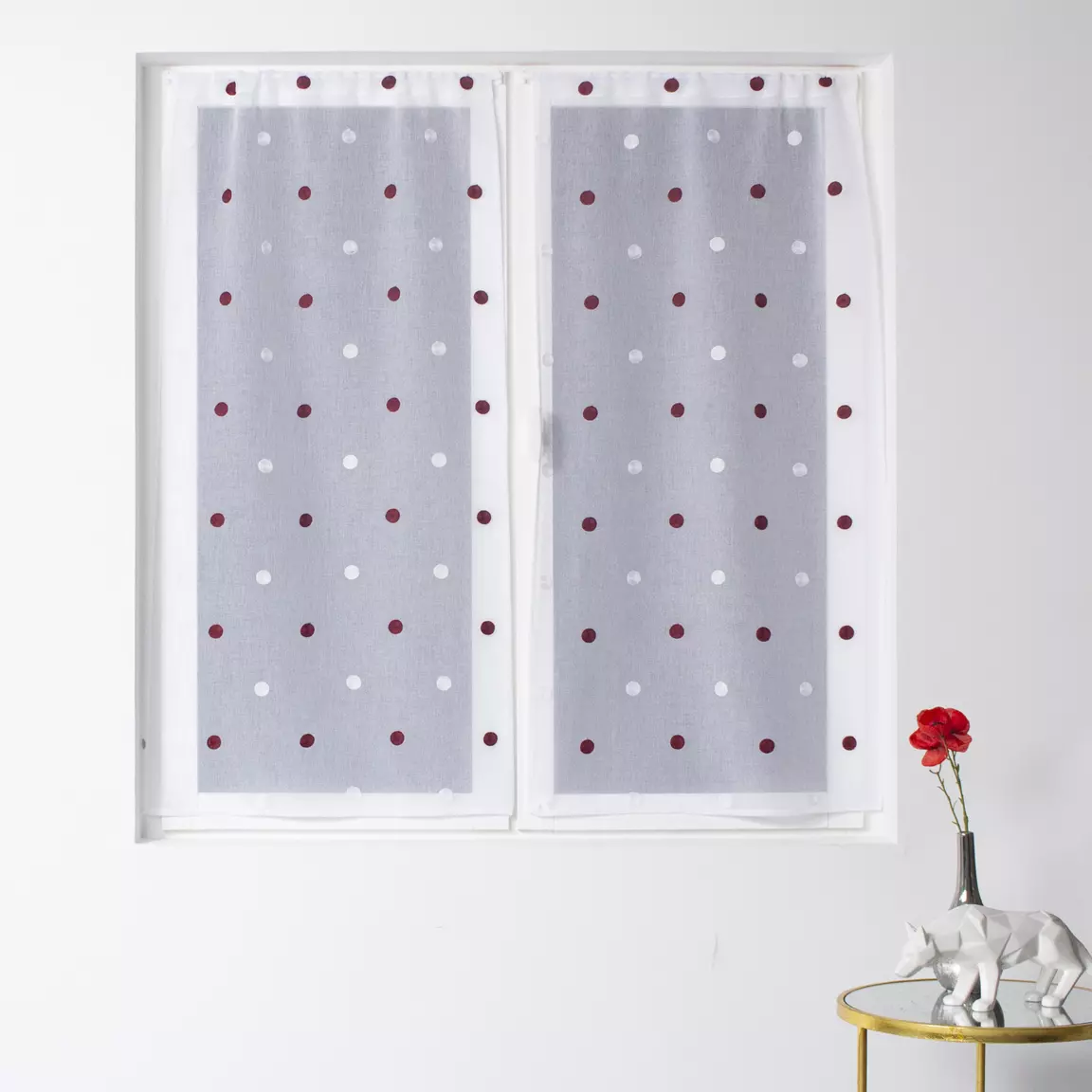 Paire de voilages passe-tringle (60 x 120 cm) Pointia Bordeaux