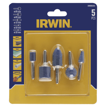 Irwin slijpsteenset mixed 5-delig met as Ø6 mm.