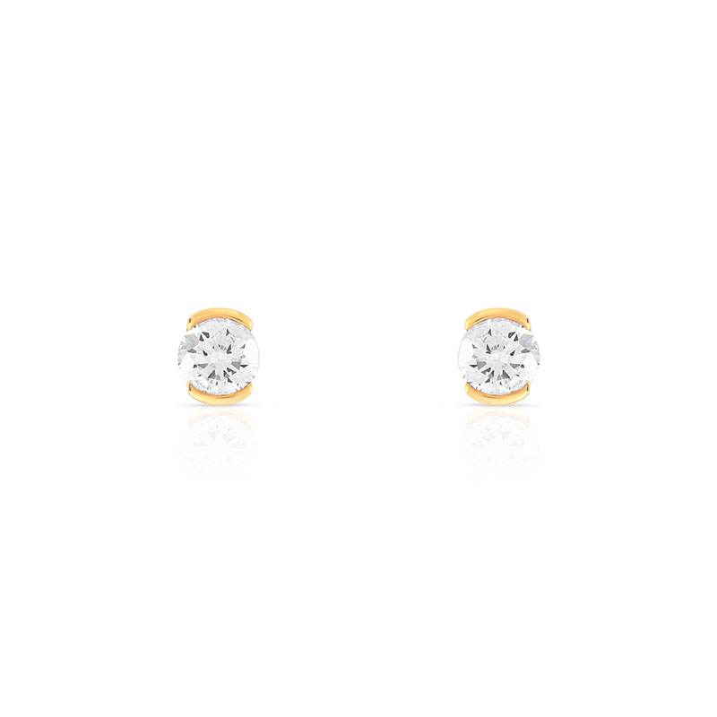 Boucles d'oreilles or 750 jaune diamant
