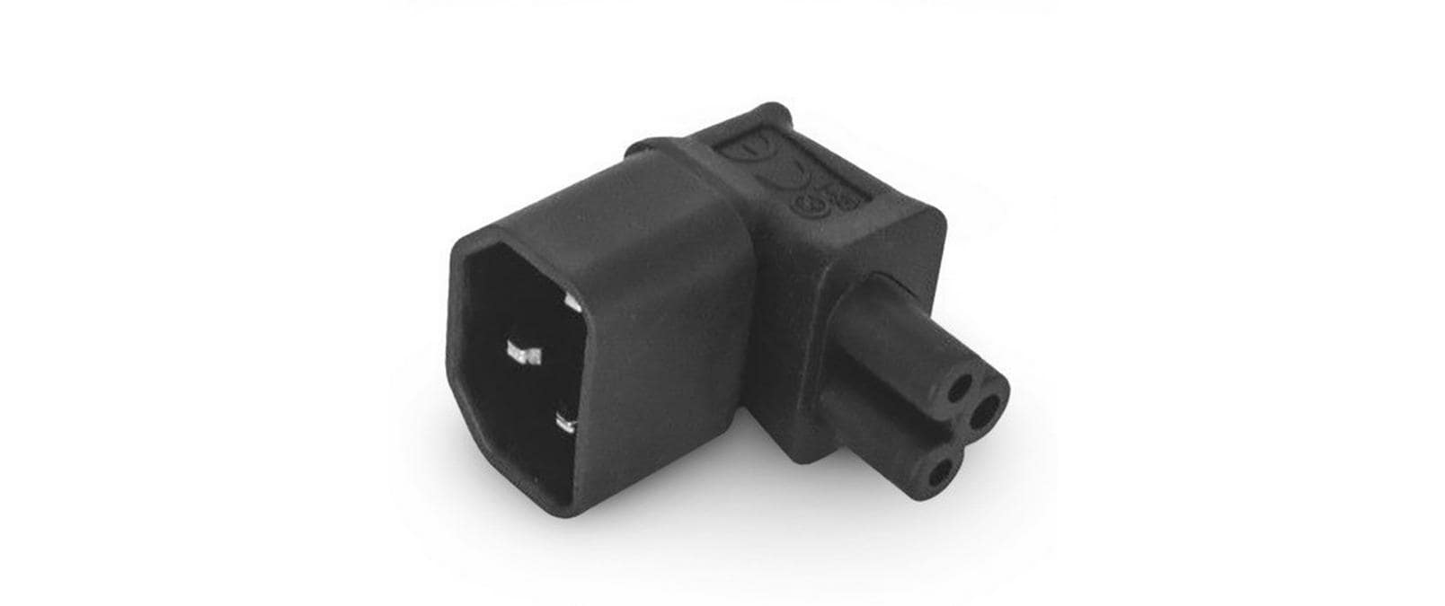 Adapterstecker C5 - C14, frontal gewinkeltStromversorgungsadapter IEC320 rechtwinklig C5-Buchse auf C14-Stecker