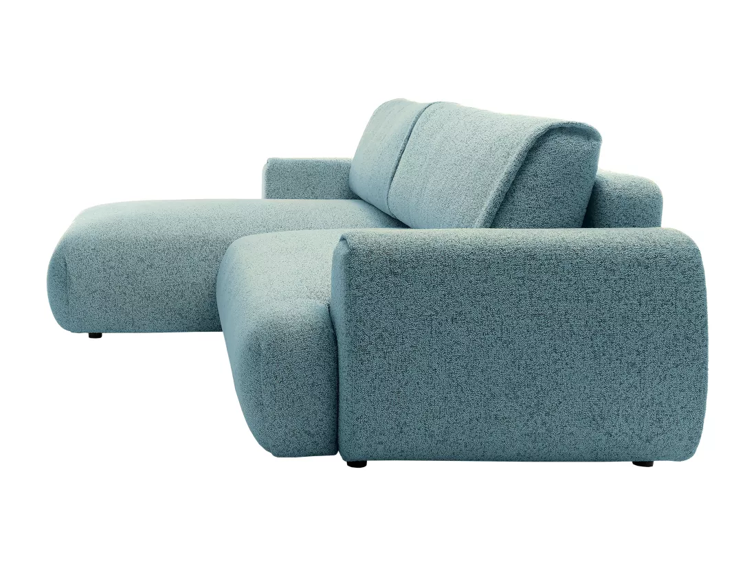 Canapé d'angle gauche convertible en tissu texturé bleu MONELIA