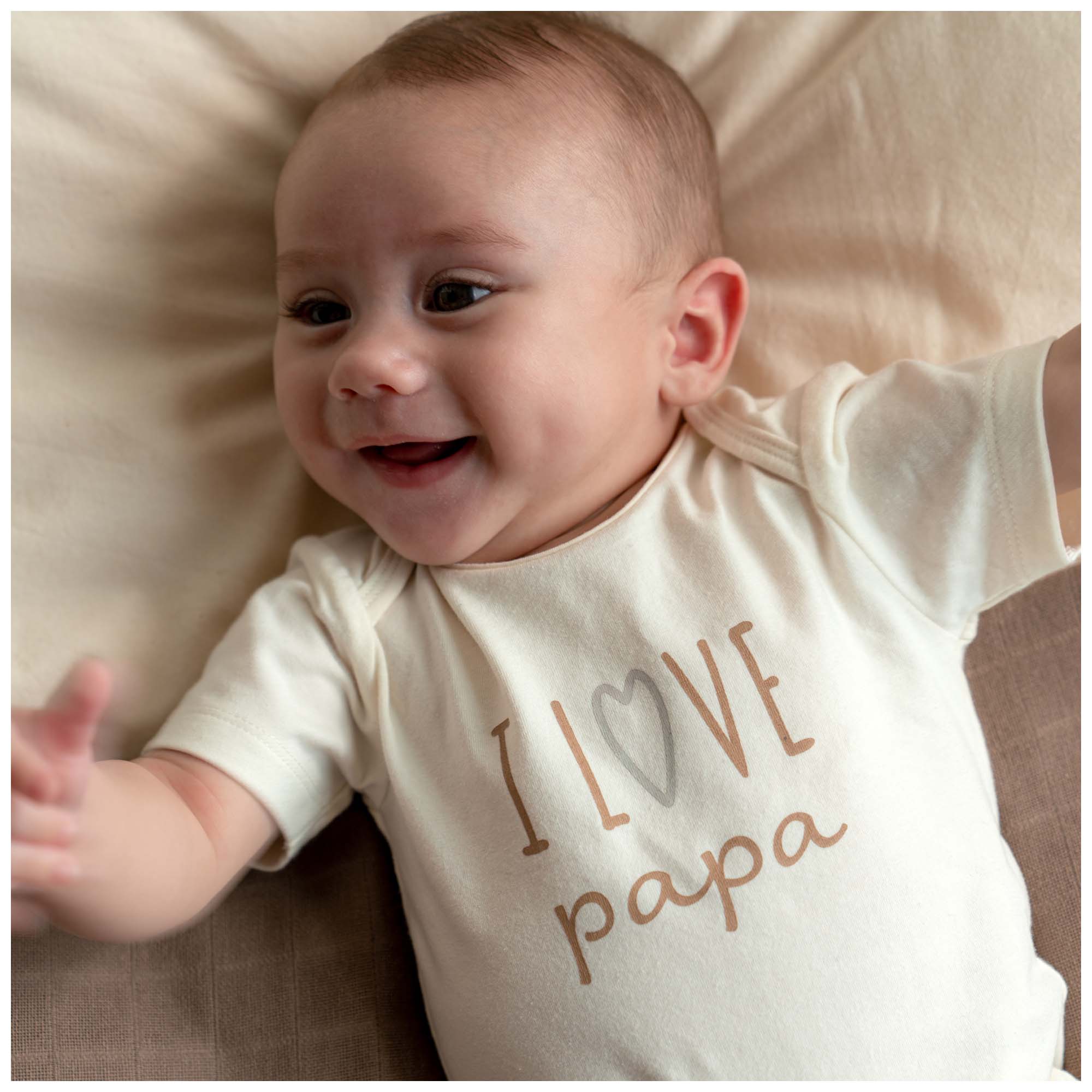 Prénatal romper i love papa korte mouwen tekst wit