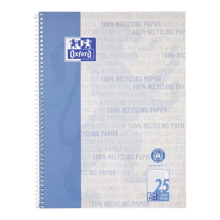 Oxford Recycling Collegeblock A4+, 80 Blatt, liniert mit weißem Rand rechts, 90 g/m², 4fach gelocht, Optik Paper®