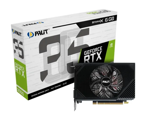Palit GeForce RTX 3050 StormX 6GB - Grafikkort - GF RTX 3050 - 6 GB GDDR6 - PCIe 4.0 - HDMI, DisplayPort, DVI - boks