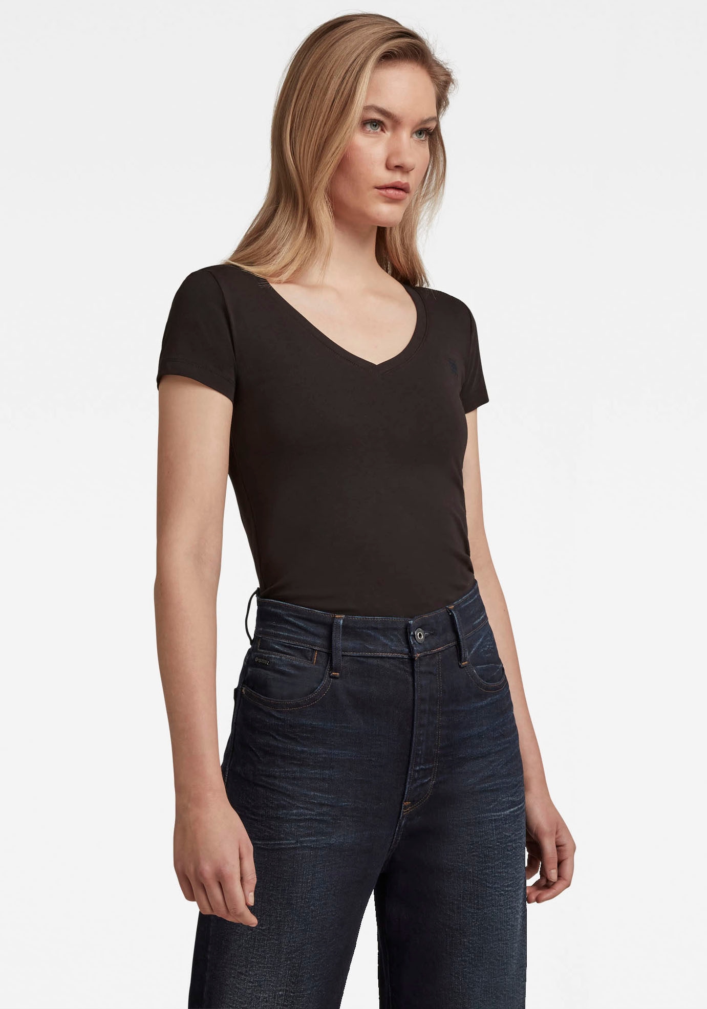 G-STAR V-Shirt »Base v t wmn cap sl«, mit kleinem Logodruck vorne