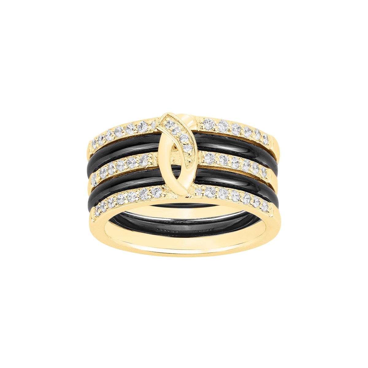 Bague en Plaqué Or avec oxyde de zirconium blanc